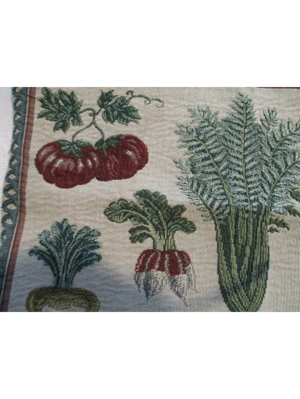 Set of 4 Vintage Vegetable Patterned Placemats with Green Backing